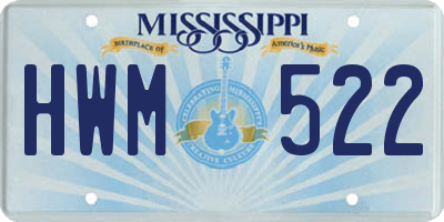 MS license plate HWM522