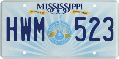 MS license plate HWM523