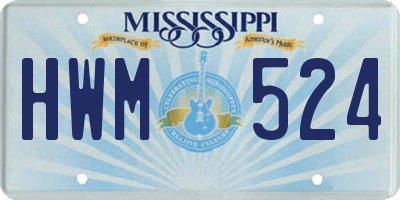 MS license plate HWM524