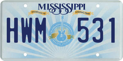 MS license plate HWM531