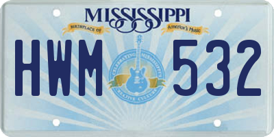MS license plate HWM532