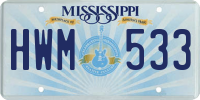 MS license plate HWM533