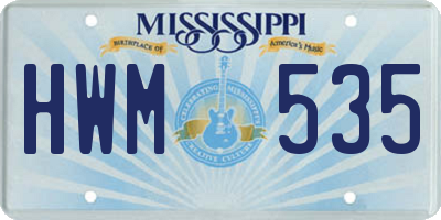 MS license plate HWM535