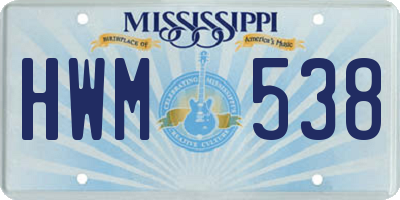 MS license plate HWM538