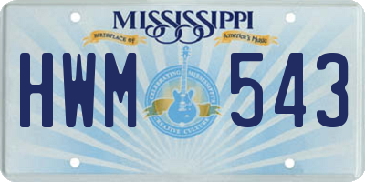 MS license plate HWM543