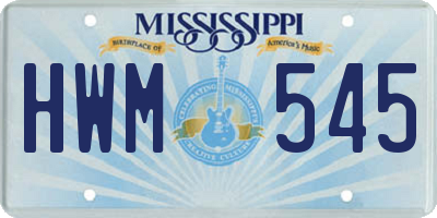 MS license plate HWM545