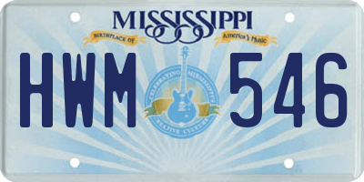 MS license plate HWM546