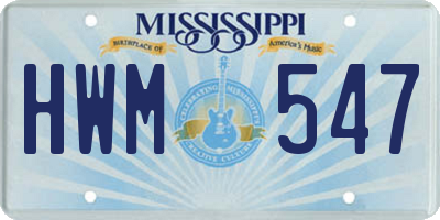 MS license plate HWM547