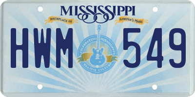 MS license plate HWM549