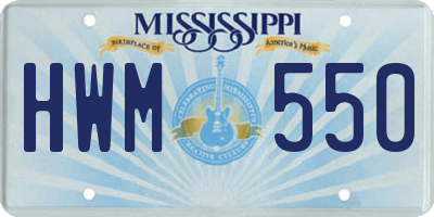 MS license plate HWM550