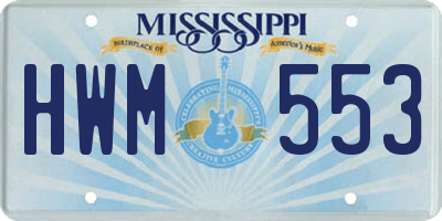 MS license plate HWM553