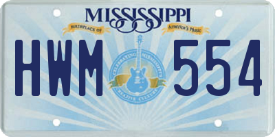 MS license plate HWM554