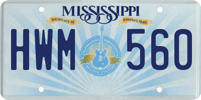 MS license plate HWM560