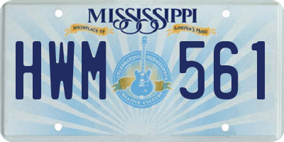MS license plate HWM561