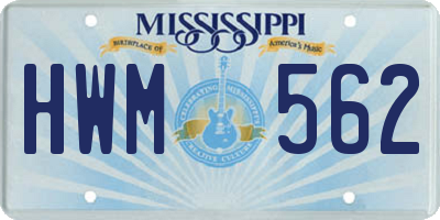 MS license plate HWM562