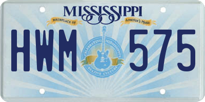 MS license plate HWM575