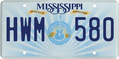 MS license plate HWM580