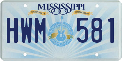 MS license plate HWM581