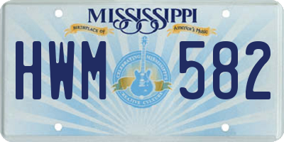 MS license plate HWM582
