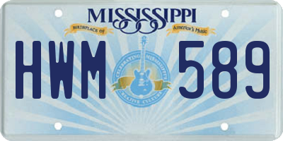 MS license plate HWM589