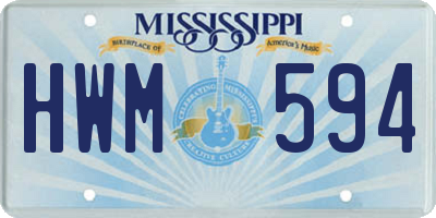 MS license plate HWM594