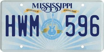 MS license plate HWM596