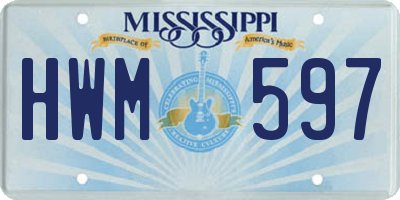 MS license plate HWM597