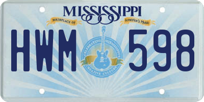 MS license plate HWM598