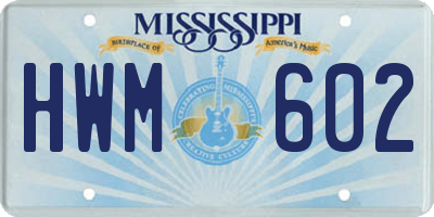 MS license plate HWM602
