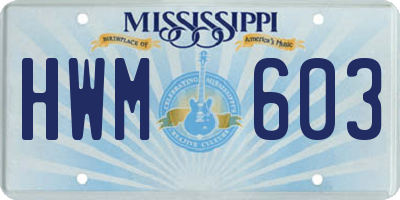 MS license plate HWM603