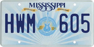 MS license plate HWM605
