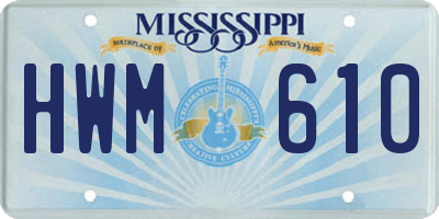 MS license plate HWM610
