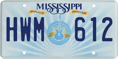 MS license plate HWM612