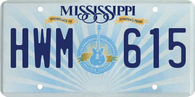 MS license plate HWM615