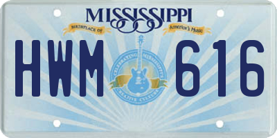 MS license plate HWM616