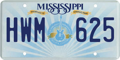 MS license plate HWM625