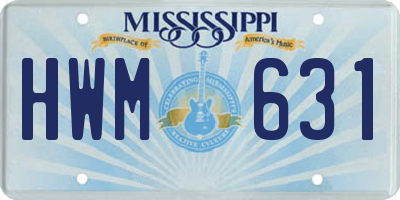 MS license plate HWM631