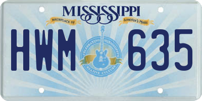 MS license plate HWM635