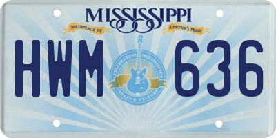 MS license plate HWM636