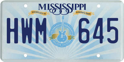 MS license plate HWM645