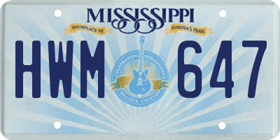 MS license plate HWM647