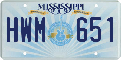 MS license plate HWM651