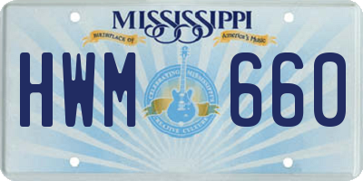 MS license plate HWM660