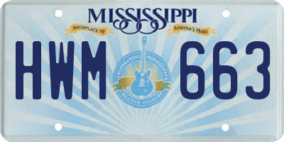 MS license plate HWM663