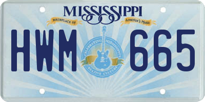 MS license plate HWM665