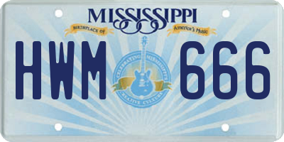 MS license plate HWM666