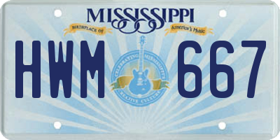 MS license plate HWM667