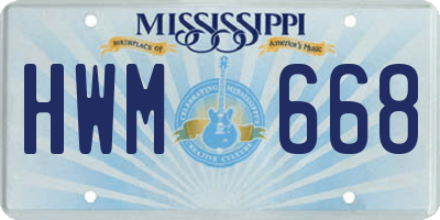 MS license plate HWM668