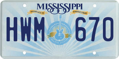 MS license plate HWM670