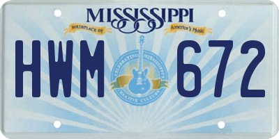 MS license plate HWM672